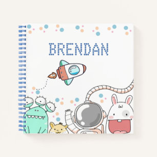 Cute Space Characters Personalised Kids Notebook