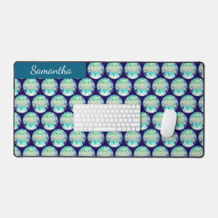 Cute Space Creature And Bunny Rabbit Desk Mat