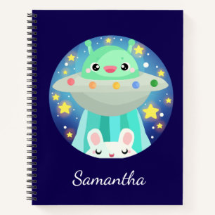 Cute Space Creature And Bunny Rabbit Notebook