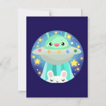 Cute Space Creature And Bunny Rabbit