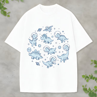 Cute Space Dinosaur Blue Dino Fun Animal Lovers T-Shirt