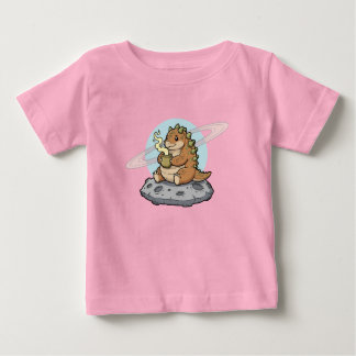 Cute Space Dinosaur Coffee Illustration Baby T-Shirt