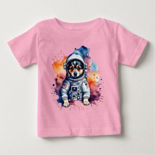 Cute space dog astronaut puppy  baby T-Shirt