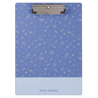 Cute Space Doodle Personalised Clipboard