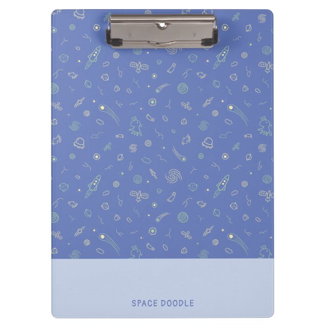 Cute Space Doodle Personalised Clipboard (Front)