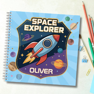 Cute Space Explorer Badge Notebook