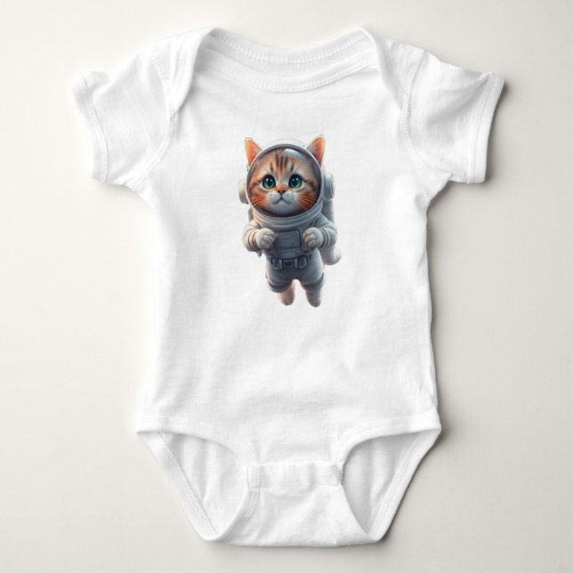 cute space explorer Cat  Baby Bodysuit (Front)