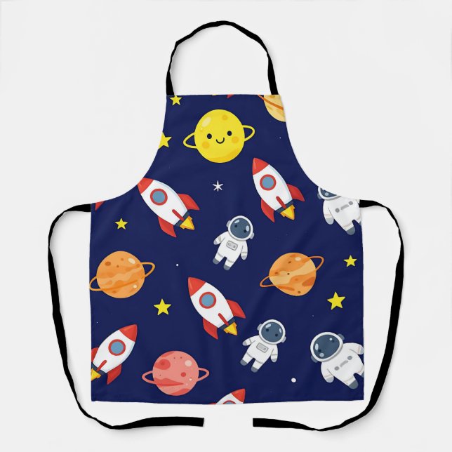 Cute Space Explorer Kids Pattern Apron (Front)