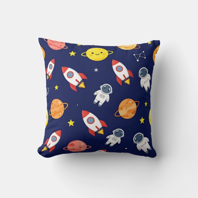 Cute Space Explorer Kids Pattern Cushion (Front)