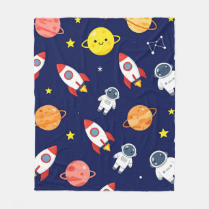 Cute Space Explorer Kids Pattern Fleece Blanket