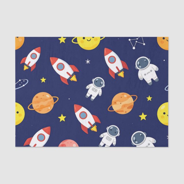 Cute Space Explorer Kids Pattern Tissue Paper (Front)