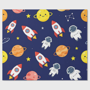 Cute Space Explorer Kids Pattern Wrapping Paper