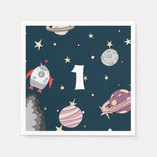 Cute Space First Birthday Party Napkin