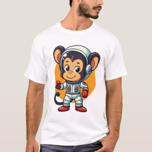 Cute Space Monkey Cute Cartoon Astronaut Mascot T-Shirt