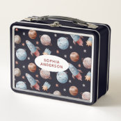 Cute Space Patterned Metal Lunch Box