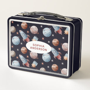 Cute Space Patterned Metal Lunch Box