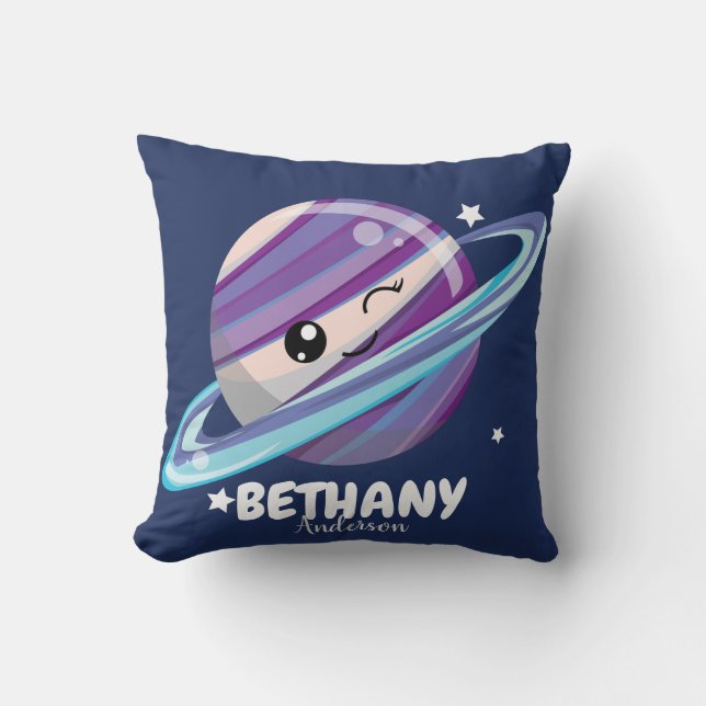 Cute Space Planet Saturn Galaxy Cushion (Front)