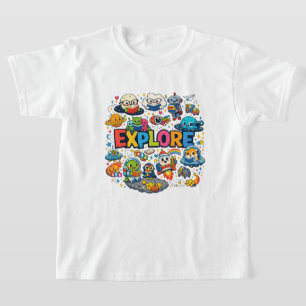 Cute Space & Reading "EXPLORE" Back to school Kids T-Shirt