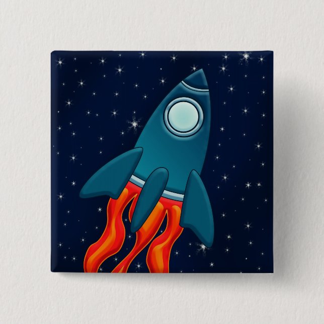 Cute Space Rocket and Outer Space Design 15 Cm Square Badge (Front)