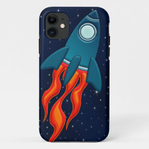 Cute Space Rocket and Outer Space Design iPhone 11 Case