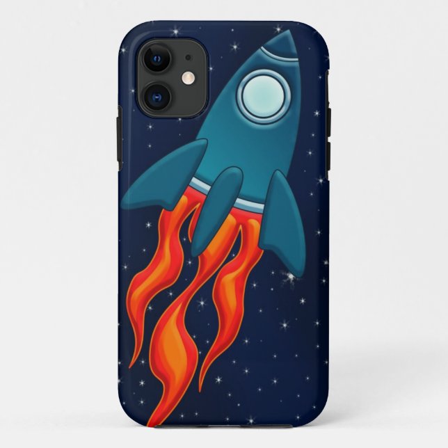 Cute Space Rocket and Outer Space Design Case-Mate iPhone Case (Back)