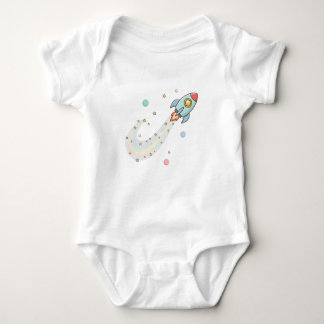 Cute Space Rocket Baby Bodysuit – Pastel Galaxy St