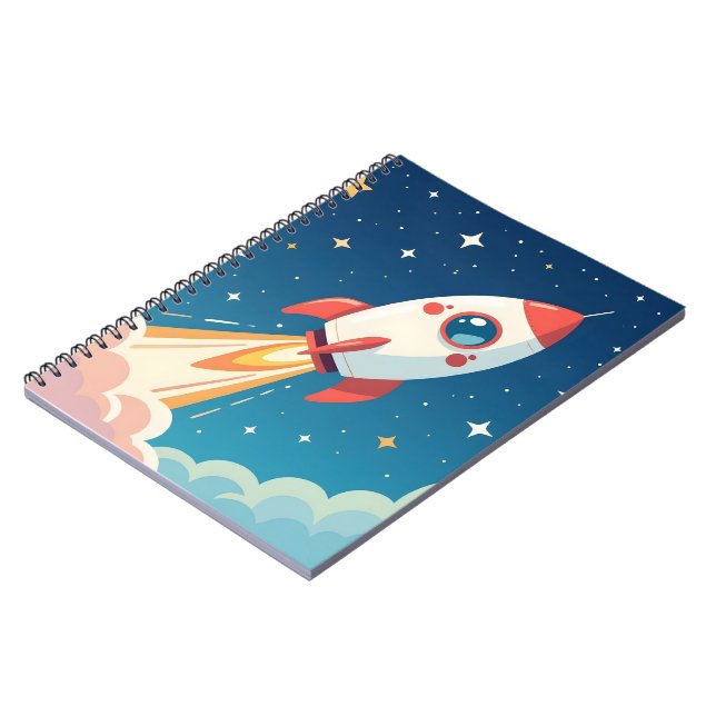 Cute space rocket blasting off notebook (Left Side)
