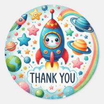 Cute Space Rocket Thank You 