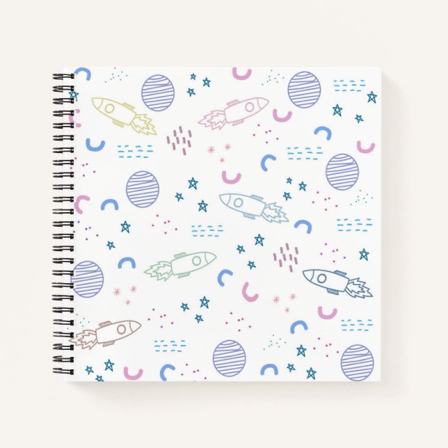 Cute Space Rockets Pattern | Notebook (Front)