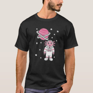Cute Space Suit Axolotl With Planet Balloon   T-Shirt
