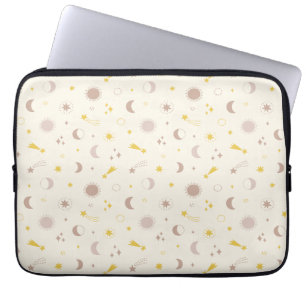 Cute Space Sun Moon and Stars on cream Laptop Sleeve