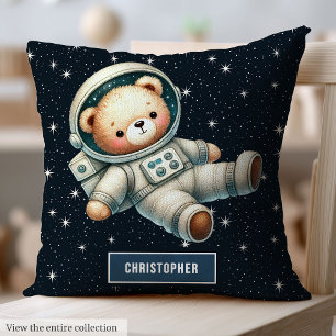 Cute Space Teddy Bear Pillow Custom Name Baby Gift