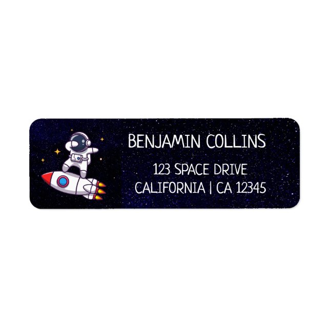 Cute Space Theme Return Address Label (Front)