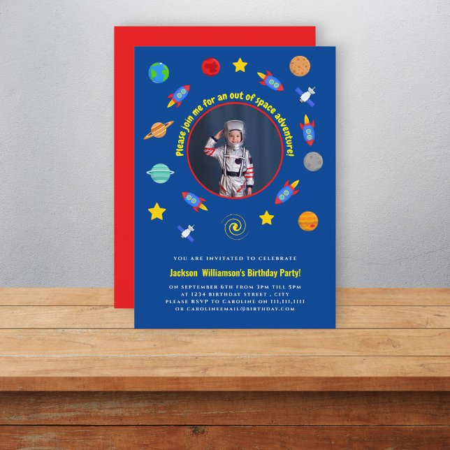Cute space themed birthday invitation (Creator Uploaded)