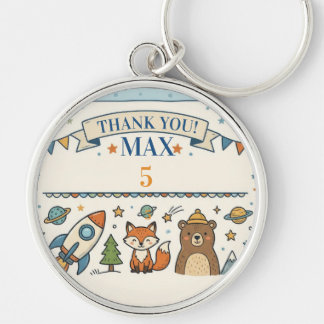 Cute Space & Woodland Birthday Party Key Ring