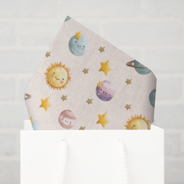 Cute Space Wrapping Paper with Planets and Stars (Gift Bag)
