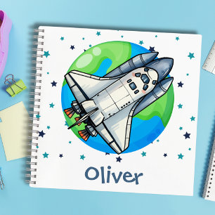 Cute Spaceship Above Earth Notebook