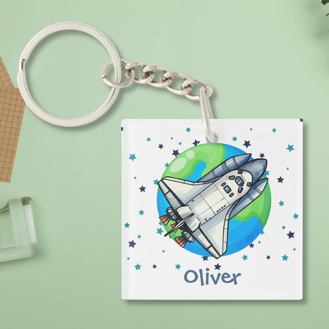Cute Spaceship Around Earth Key Ring (Creator Uploaded)