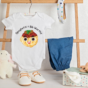Cute Spaghetti Bib-Worthy Baby Bodysuit
