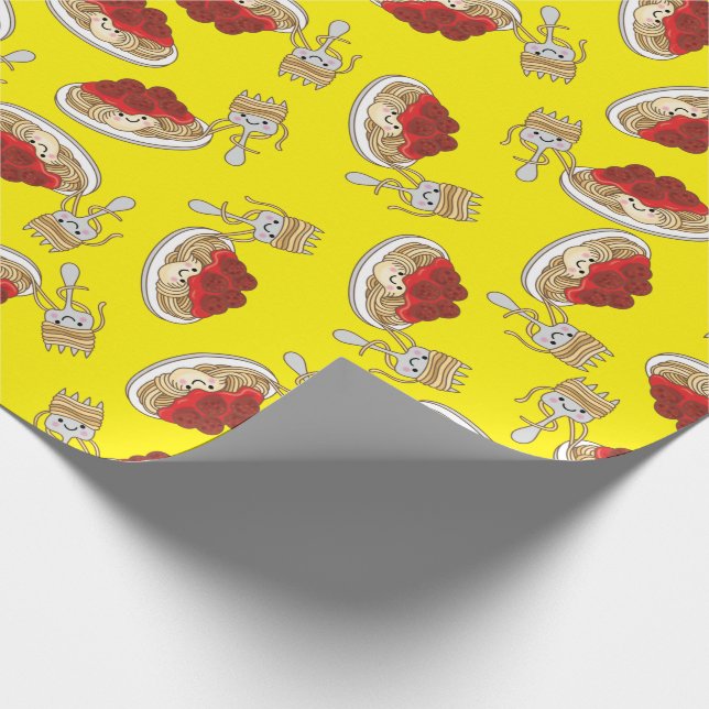 Cute Spaghetti Kids Birthday Party Kawaii Wrapping Paper (Corner)