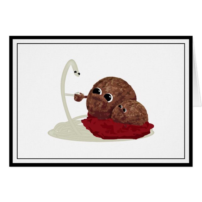 Cute Spaghetti Meeting Meatballs (Front Horizontal)