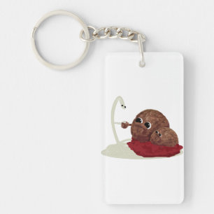 Cute Spaghetti Meeting Meatballs Key Ring