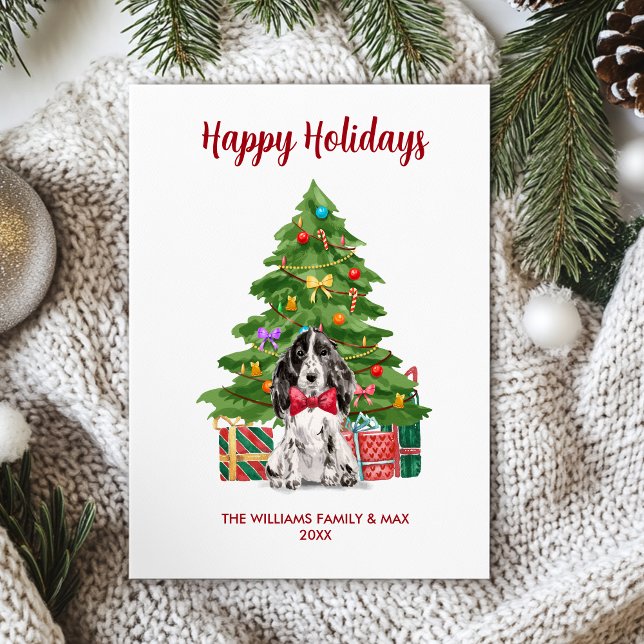 Cute Spaniel Dog Family Christmas Holiday Card (Creator Uploaded)