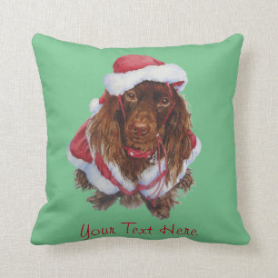 Cute spaniel dog realist art Christmas Cushion