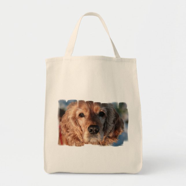 Cute Spaniel Grocery Tote Bag (Front)