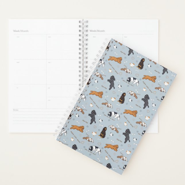 Cute Spaniels dogs pattern Planner (Display)