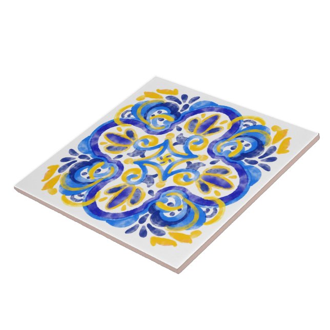 cute Spanish design lovers  Ceramic Tile (Side)