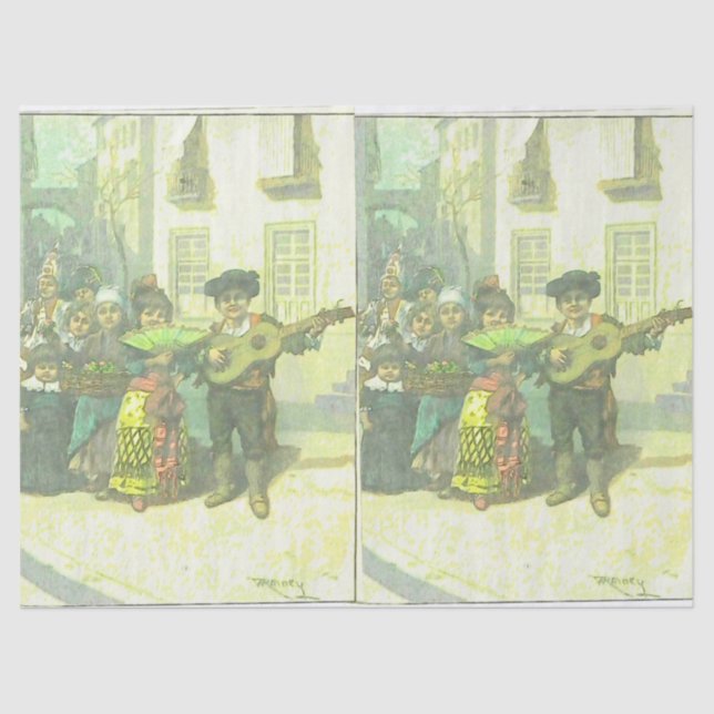 Cute Spanish Motif decoupage and gift wrap Tissue Paper (Front)