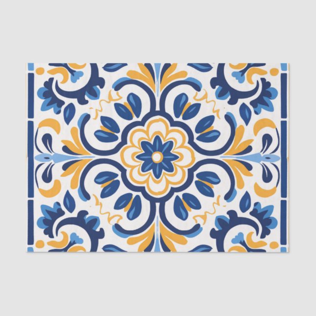 Cute Spanish tile pattern decoupage Tissue Paper (Front)