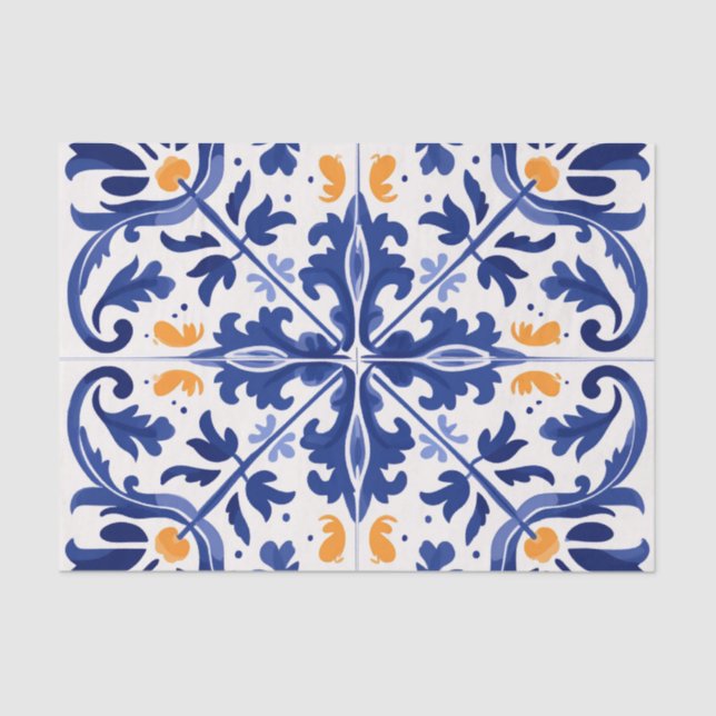 Cute Spanish tile pattern decoupage  Tissue Paper (Front)